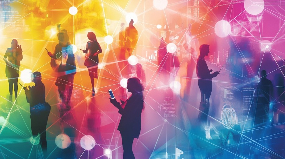 Graphic of people interconnected