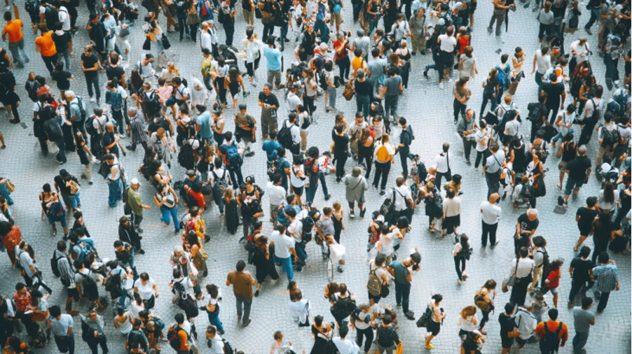 birds eye view of a crowd of people